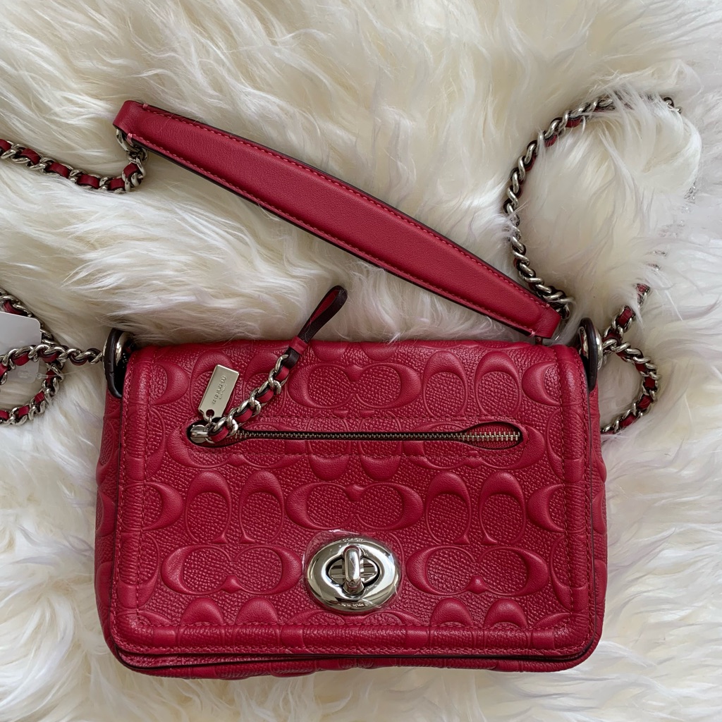 Coach Lex Small Flap Chain Crossbody Turnlock Leather Signature Bag Nwt